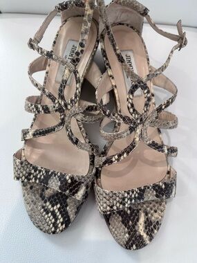 Jimmy Choo  snake print leather espadrille wedge sandals.